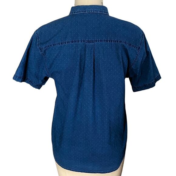 MADEWELL Chronicle Denim Blue Jean Dot Shirt Boho Embroidered Top ~ Women's XS - Picture 6 of 9